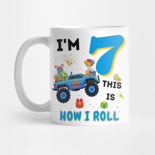 I'm 7 This Is How I Roll, 7 Year Old Boy Or Girl Monster Truck Gift Mug